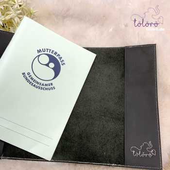 Preview: Mutterpasshülle mit Herz schwarz