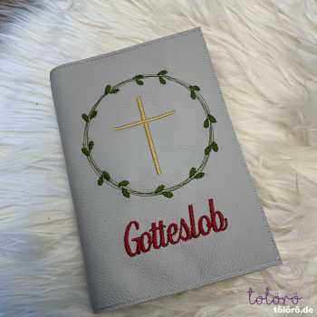 Gotteslobhülle Blätterkreis mit Kreuz