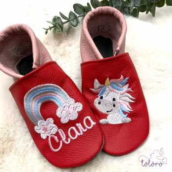 Preview: Name mit Regenbogen und Einhorn pastell