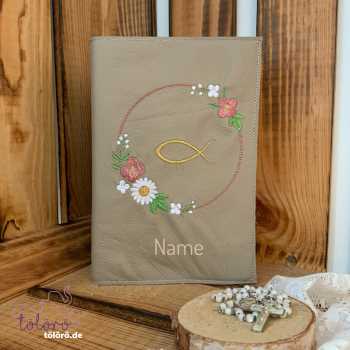 Preview: Gotteslobhülle Blumenkreis mit Fisch