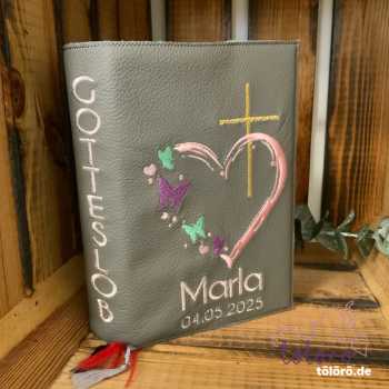 Gotteslobhülle  Kreuz mit Herz und Schmetterlinge