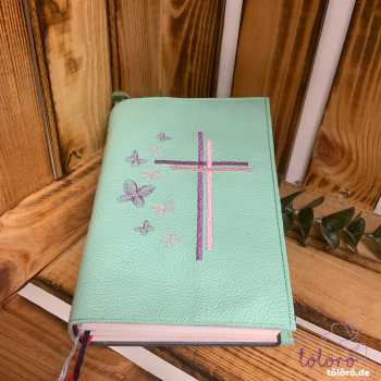 Preview: Gotteslobhülle  Kreuze mit Schmetterlingen