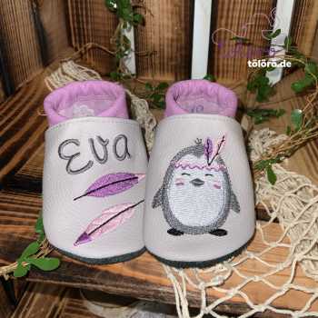 Preview: Name mit Federn und Pinguin Boho