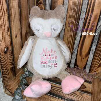 Plüschtier Eule mit Geburtsdaten
