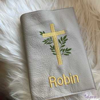 Preview: Gotteslobhülle Kreuz auf Blätter