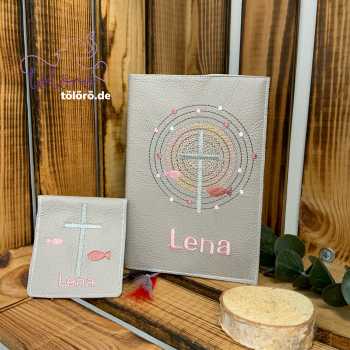 Preview: Gotteslobhülle Kreuz mit großem Lichtkreis und Fische