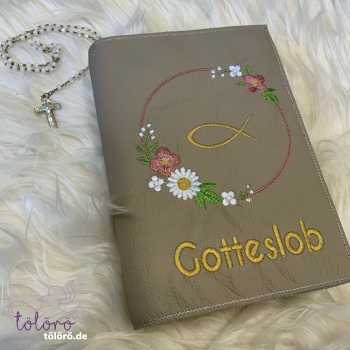 Gotteslobhülle Blumenkreis mit Fisch