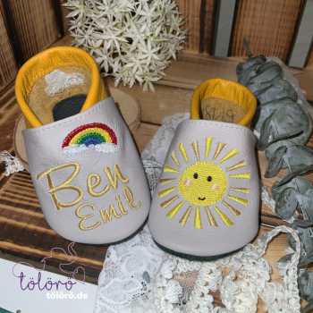 Preview: Name mit Mini Regenbogen und große Sonne