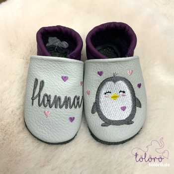 Name mit Herzen und Pinguin