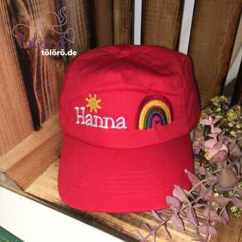 Cap mit Name, Sonne und Regenbogen