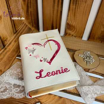 Preview: Gotteslobhülle  Kreuz mit Herz und Schmetterlinge