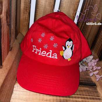 Cap mit Name und Pinguin