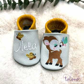 Preview: Name mit Schmetterlingen und Rehkitz