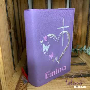 Gotteslobhülle  Kreuz mit Herz und Schmetterlinge