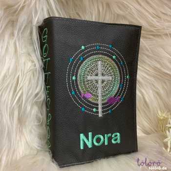 Gotteslobhülle Kreuz mit großem Lichtkreis und Fische „Carlotta“