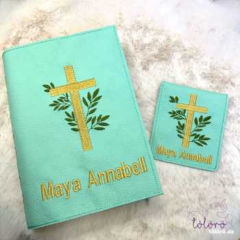 Gotteslobhülle Kreuz auf Blätter