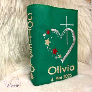 Preview: Gotteslobhülle  Kreuz mit Herz und Sterne