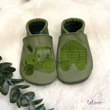 Preview: Name mit Traktor und Anhänger einfarbig