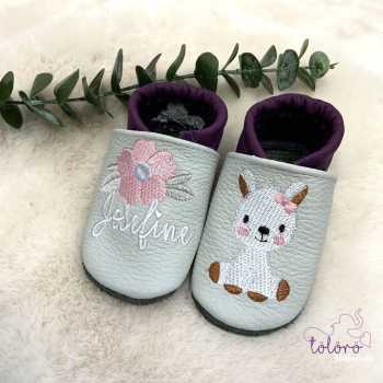 Preview: Name mit großer Blume und Lämmchen