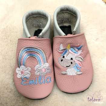 Preview: Name mit Regenbogen und Einhorn pastell