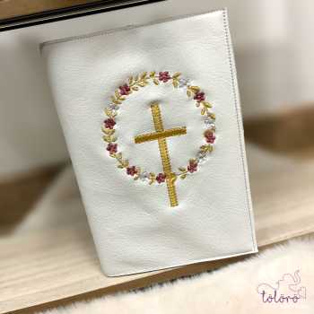 Preview: Gotteslobhülle kleiner Blätterkreis mit Kreuz