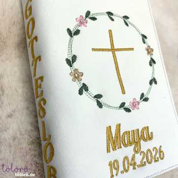 Gotteslobhülle Blätterkreis mit Blüten „Maya“