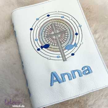 Gotteslobhülle  Kreuz mit großem Lichtkreis und Fische „Theo“