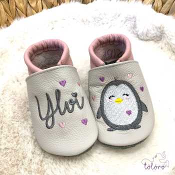 Name mit Herzen und Pinguin