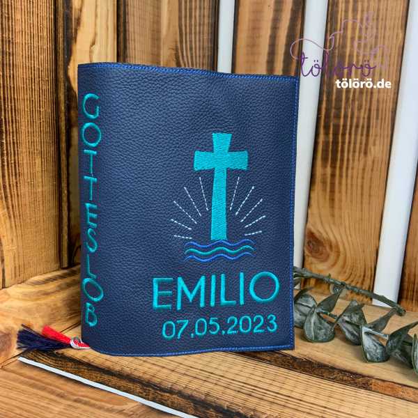 Gotteslobhülle gefülltes Kreuz mit Wellen