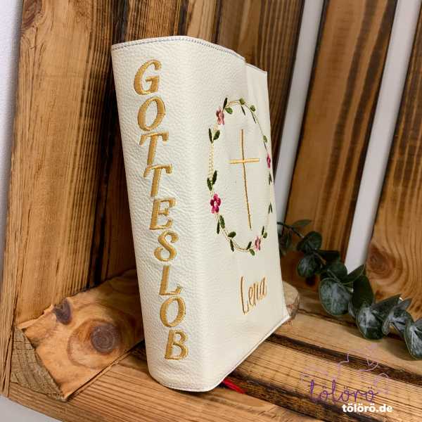 Gotteslobhülle Blätterkreis mit Blüten