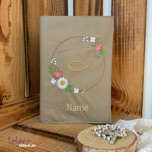 Gotteslobhülle Blumenkreis mit Fisch