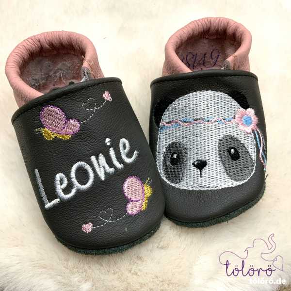 Name mit Schmetterlinge und Pandakopf