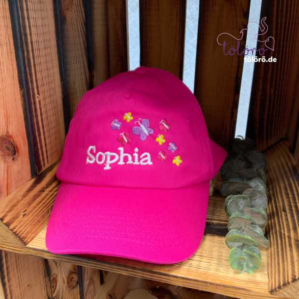Cap mit Name und Schmetterlingen