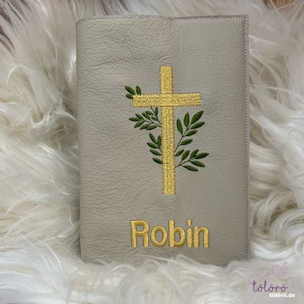 Gotteslobhülle Kreuz auf Blätter