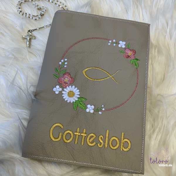 Gotteslobhülle Blumenkreis mit Fisch