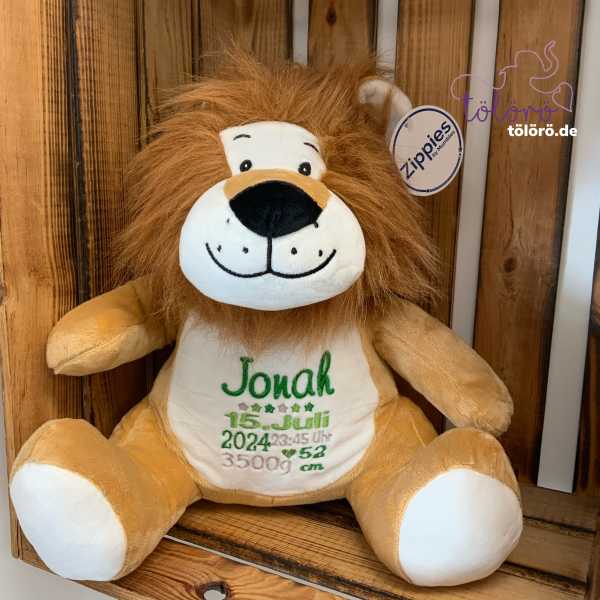Plüschtier Löwe mit Geburtsdaten