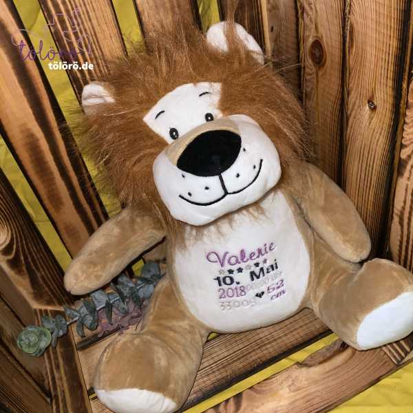Plüschtier Löwe mit Geburtsdaten