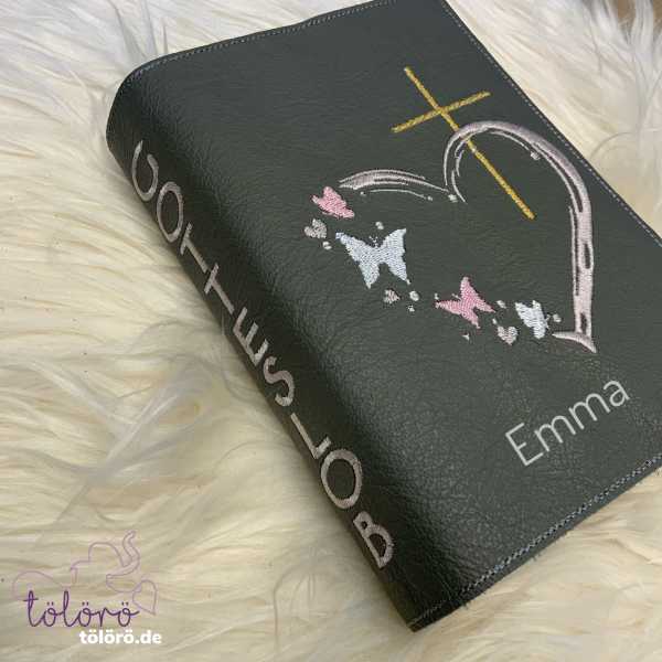 Gotteslobhülle  Kreuz mit Herz und Schmetterlinge