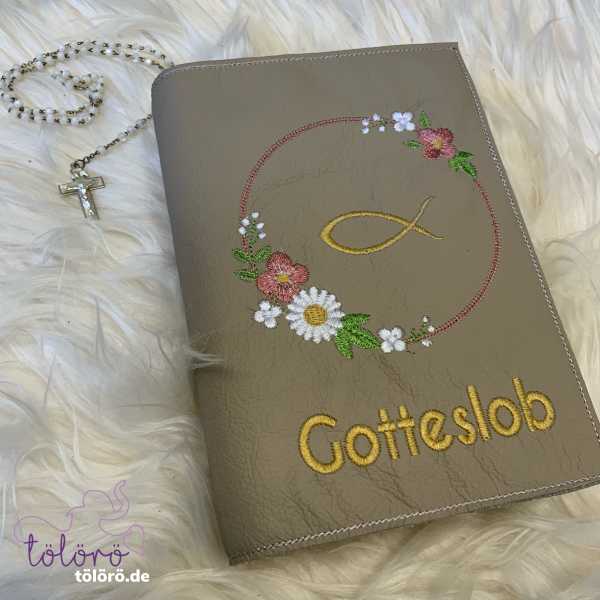 Gotteslobhülle Blumenkreis mit Fisch