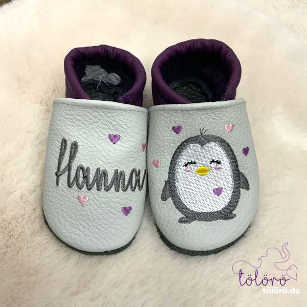 Name mit Herzen und Pinguin