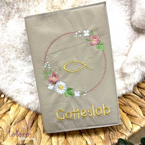 Gotteslobhülle Blumenkreis mit Fisch