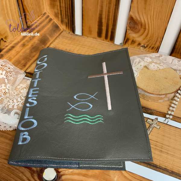 Gotteslobhülle Kreuz Fische und Welle