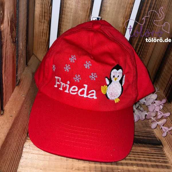 Cap mit Name und Pinguin