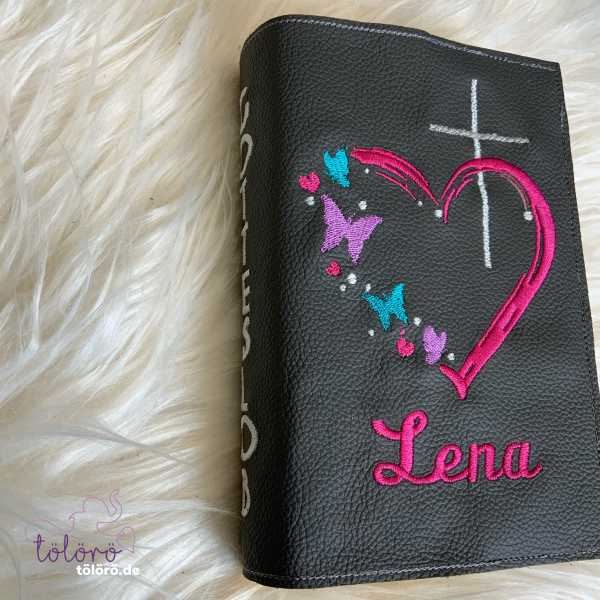 Gotteslobhülle  Kreuz mit Herz und Schmetterlinge