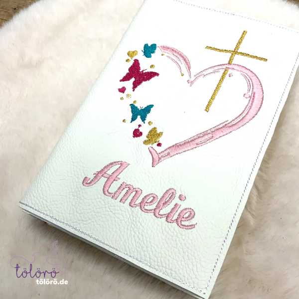 Gotteslobhülle  Kreuz mit Herz und Schmetterlinge