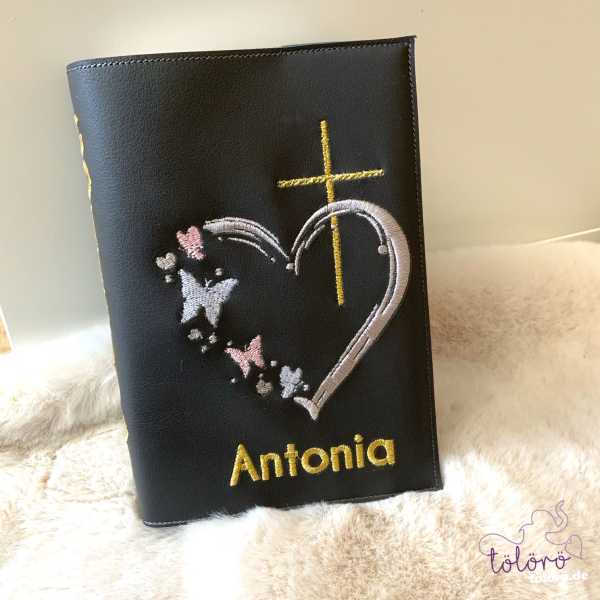 Gotteslobhülle  Kreuz mit Herz und Schmetterlinge