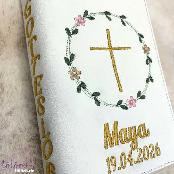 Gotteslobhülle Blätterkreis mit Blüten „Maya“