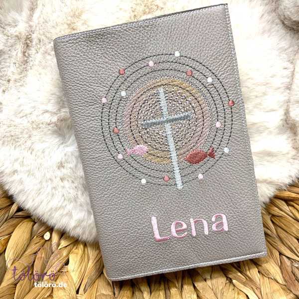 Gotteslobhülle Kreuz mit großem Lichtkreis und Fische „Carlotta“