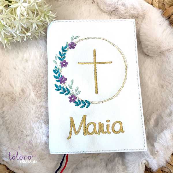 Gotteslobhülle asymmetrischer Blätterkreis mit Kreuz „Maria“