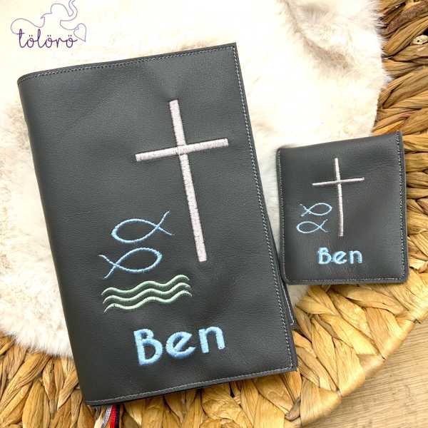 Gotteslobhülle Kreuz Fische und Welle